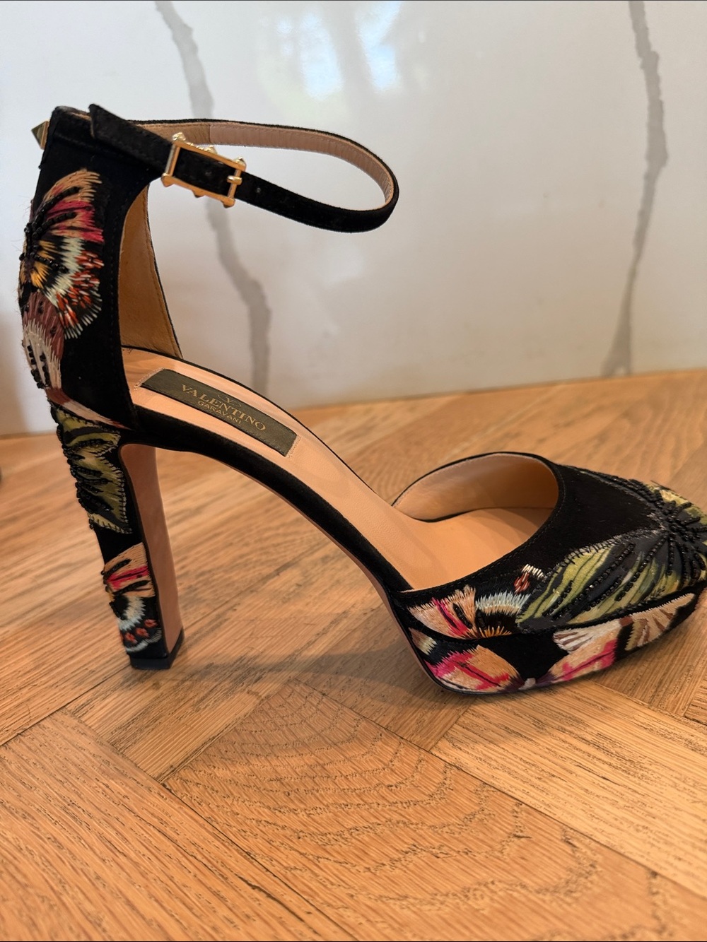 Valentino butterfly embroidered platforms